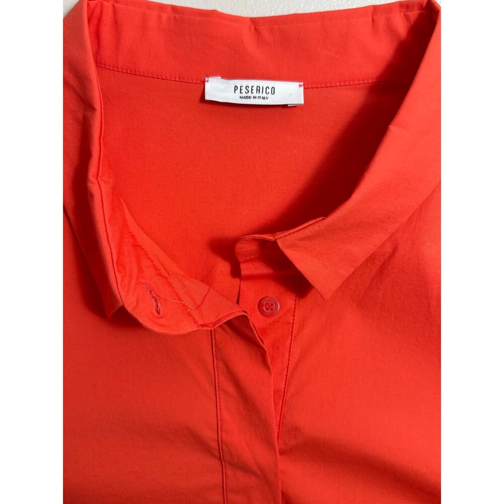 PESERICO Red Orange Shirt Dress Made in Italy Cotton Stretch Pocket IT 46 US 10 - Picture 8 of 13